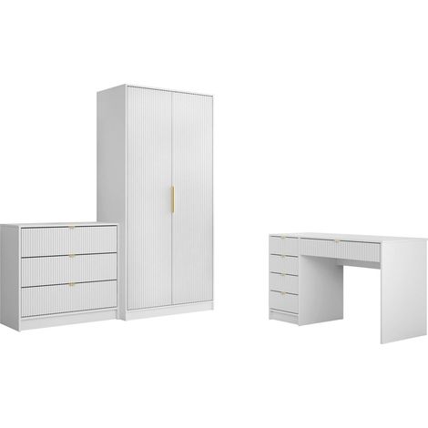Conjunto para oficina en casa Comfivo Papilio IV, Blanco, Con cajones, MDF, Aglomerado laminado