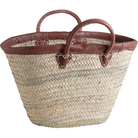 Cesta de mimbre natural con asas y borde de cuero - Aubry Gaspard