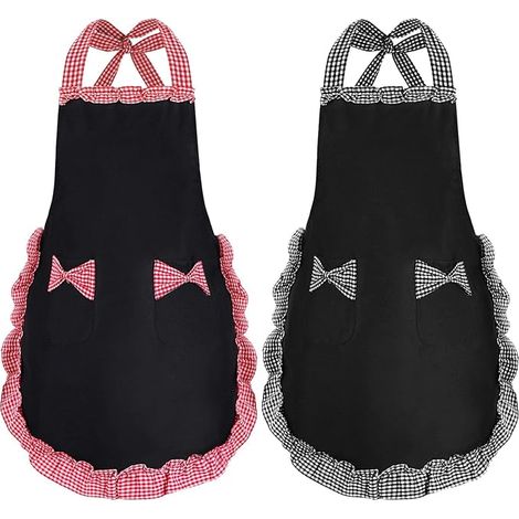 2 PCS Femme Tablier de Cuisine Imperméables, pour Femmes avec 2 Poches, Tablier de Chef pour Cuisiner, Jardiner, Tabliers Prime comme Cadeaux