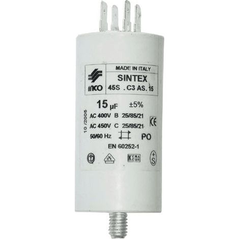 CONDENSATEUR PERMANENT 15µF 450V pour LAVE LINGE - 333605