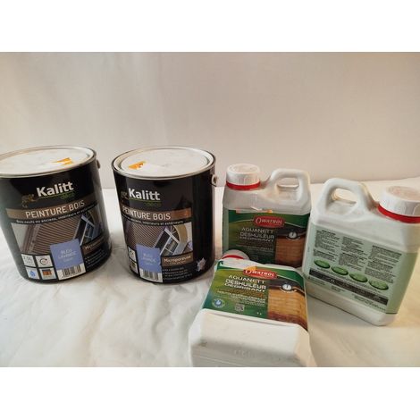 Lot de 5 - KALITT DÉCO & OWATROL - Peinture bois Bleu Lavande et Déshuileur - Solution complète rénovation - Voir photos (1/3)