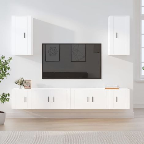 vidaXL Set di Mobili Porta TV 6 pz Bianco in Legno Multistrato (1/5)