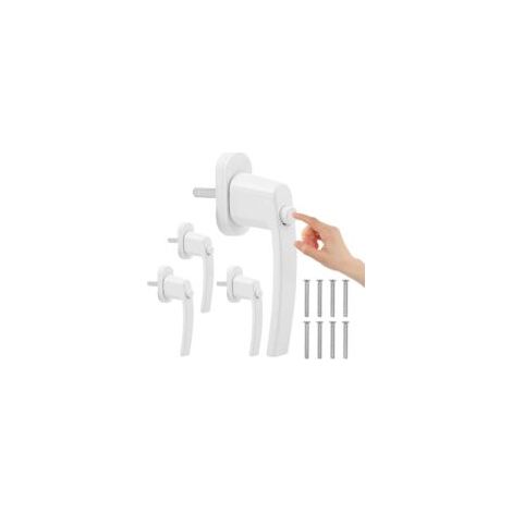 4 Poignées de Fenêtre Verrouillables pour Sécurité Enfant, Bouton de Fenêtre avec Cylindre de Pression, Facile à Installer, Aluminium Blanc Poignée de Fenêtre pour Fenêtres, Balcons et Terrasses (1/5)