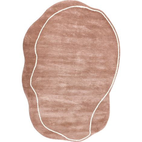 Alfombra moderna de viscosa y lana hecha a mano con forma irregular 160 x 230 cm marrón Dera (1/5)