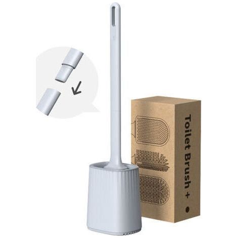 Brosse WC avec support mural et support au sol, tête de brosse de nettoyage double face, manche long, hautement élastique(Gris étoile indigo) (1/5)