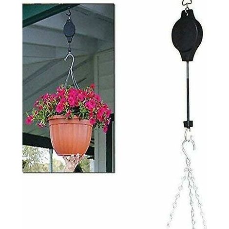 Paquet de 3 roulettes de plantes rétractables robustes crochets de panier de fleurs suspendus (1/3)