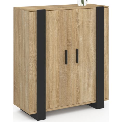 Beistandsschrank mit 2 Türen, 70 cm, PHOENIX, Holz und Schwarz (1/5)