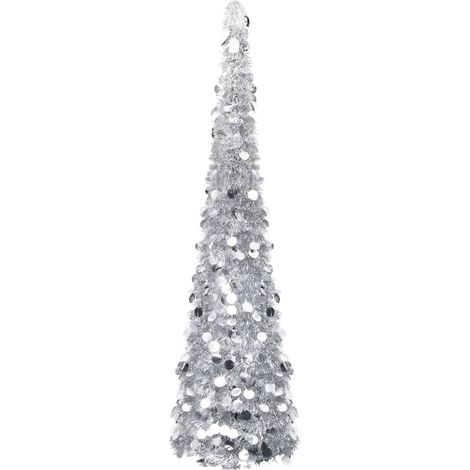 Árbol de Navidad artificial emergente PET plateado 180 cm vidaXL (1/5)
