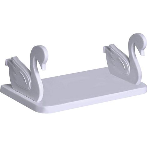 Etagere Murale Sans Perçage - Support Forme De Cisne Pour Salle De Bain Cuisine Chambre - Charge Maximale 5 Kg - Fixation Adhésive Renforcée - 1 Pièce (1/2)
