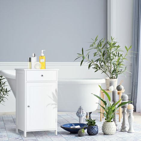 Mueble de baño con 2 cajones, diseño antivuelco, fabricado en MDF, 43x34x77 cm, blanco.