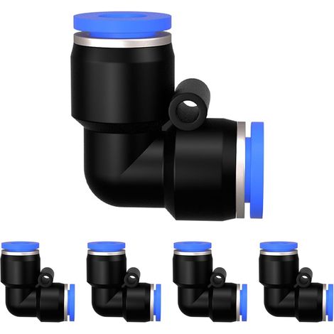 5 - Raccord Pneumatique - Connecteur Coudé - Fixation Rapide 90 Degrés - Pour Tuyau Air 10 mm - Plastique Renforcé - Usage Industriel - Noir - 10x10 mm (1/5)
