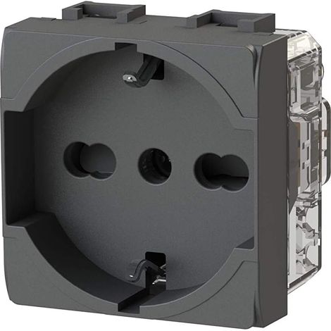 Prise électrique Schuko type P40 compatible avec Bticino LivingLight Anthracite (1/5)