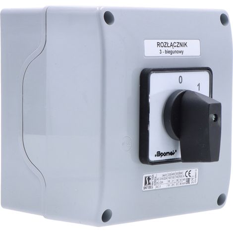 Interrupteur à came 0-1 tripolaire 100 A dans un boîtier, bouton noir SK100-2.8211OB18 (1/4)