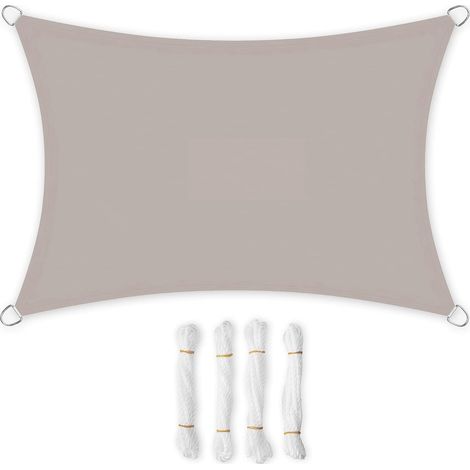Voile d'ombrage 3 x 5 m, imperméable (colonne d'eau de 665 mm), toile en polyester indéchirable, protection UV 93 %, idéale pour terrasse, jardin ou balcon, forme rectangulaire, cordes de 2 m, coloris (1/5)