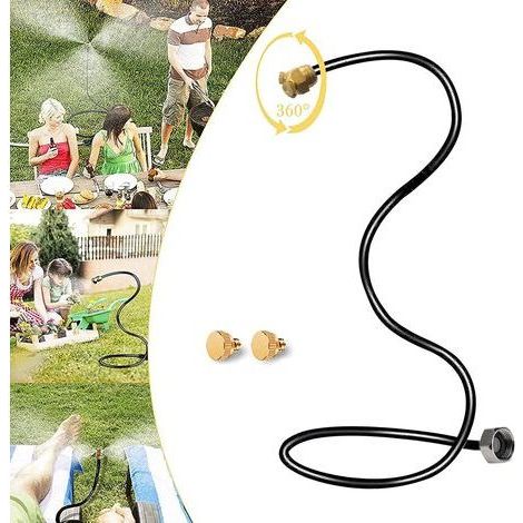Brumisateur de tuyau pour terrasse extérieure, brumisateur portable et flexible pour refroidissement extérieur, système de brumisation de tuyau pour jardin, bain d'oiseaux, brume d'eau, noir (1/5)