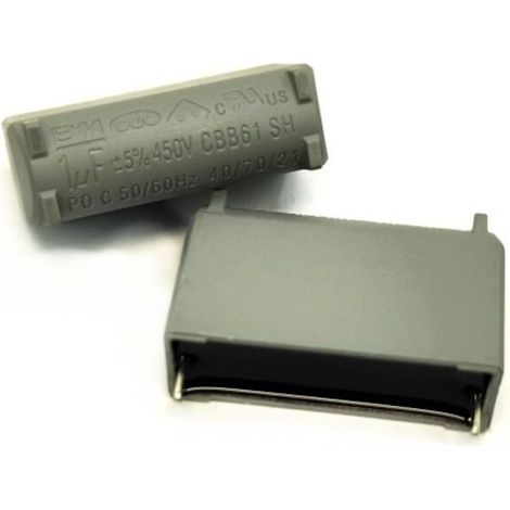 Lot de 5 condensateurs à film gris BM 1UF 450V, qualité industrielle, haute fréquence, faible ESR, montage direct, 1 μF, adaptés aux alimentations à découpage.