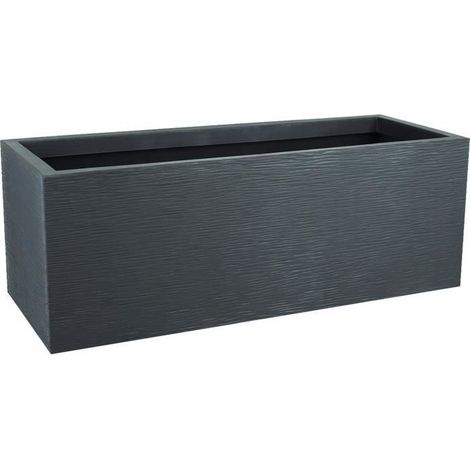 EDA – Jardinière rectangulaire 79,5 x 29,5 x 29,5 cm – 57L – Gris anthracite – Polypropylène non-gélif et anti-UV – Zone de rétention d'eau intégrée