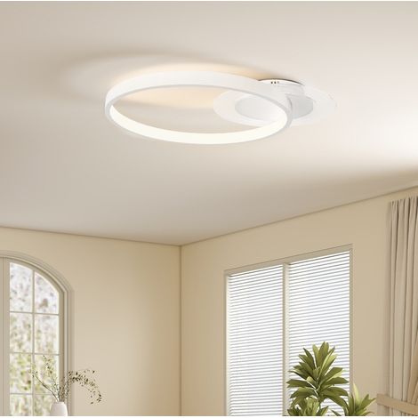 Plafonnier LED dimmable double anneau 50 cm blanc OKMYHOME (1/5)