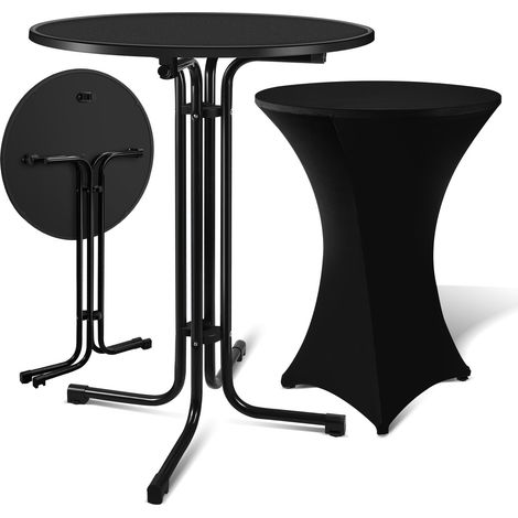 Wolketon Tavolo da bar con copertura bistrot pieghevole per feste in giardino tavolo bistrot rotondo Ø 80 cm nero