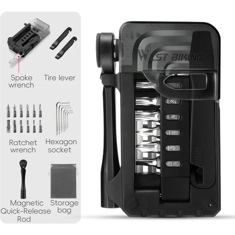 (Noir-453) Coffret de clés à cliquet pour vélo, clé Allen portable, sacoche multi-outils (1/5)