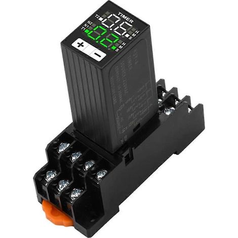 Relais temporisé à cristaux liquides H3Y-4 AC220V, double temporisation, avec socle, petit affichage numérique, contrôle du temps de cycle et temporisateur. (1/5)