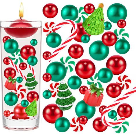 Vase Filler - Plastic Christmas Decoration Beads And Canes - For Centerpieces And Holiday Table Decor - 1 Set (1/5)