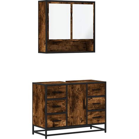 Maison Exclusive - 2-tlg. Badmöbel-Set Räuchereiche Holzwerkstoff