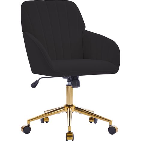 Bürostuhl Drehstuhl Höhenverstellbar Ergonomische Rückenlehne Samt Schwarz (1/5)