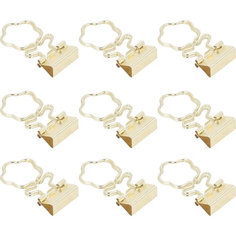Lot de 100 pinces à papier creuses en métal doré, à longue queue, pour classeurs et fournitures de bureau, en forme de tournesol. (1/5)