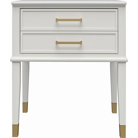 WesterleighTable d'appoint avec 1 tiroir en mélaminé blanc (1/5)