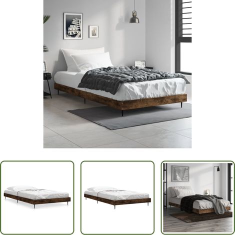 Cadre de lit chêne -  Cadre de lit sans matelas chêne fumé 100x200 cm bois ingénierie (1/5)