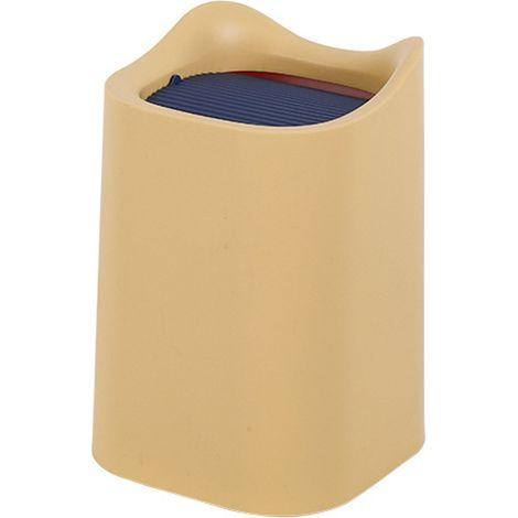 Corbeille de bureau moderne jaune avec couvercle pivotant anti-odeurs, mini poubelle multifonctionnelle (1/5)