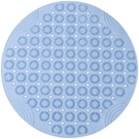 30x30cm PVC Tapis de Bain de Massage Rond Tapis Douche Antidérapant Tapis de Salle de Bain Antibactérien Tapis de Douche Lavable en Machine Tapis de Baignoire avec Trous de Drainage et Ventouses,bleu (1/4)