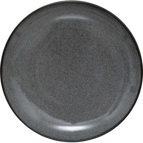 Lot de 6 assiettes plates 27cm en grès – Design moderne gris foncé – Parfaites pour repas familiaux – Résistantes et élégantes – Secret De Gourmet (1/3)