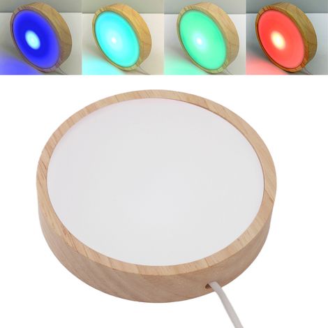 Support de lampe LED en bois, support rond RGB, socle d'exposition en cristal, éclairage décoratif d'intérieur. (1/5)