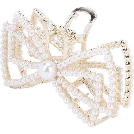 Barrette à Cheveux Papillon Perlé pour Soin Visage et Coiffure Élégante (1/5)