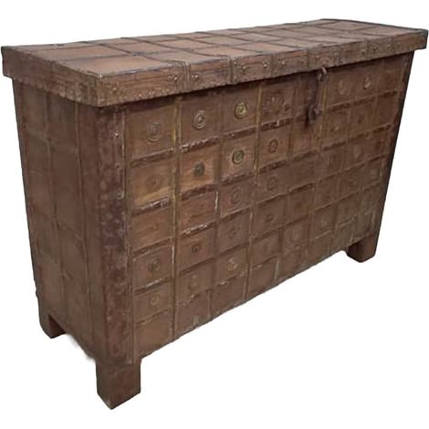 Baúl de madera acabado artesanal marrón 131x46x87h cm
