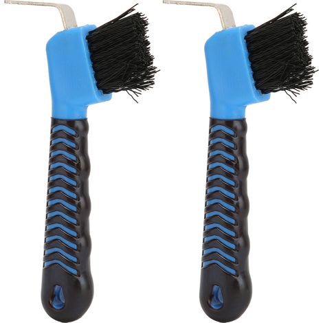 2 Pièces Curage Sabot Cheval avec Brosse et Manche en Caoutchouc Doux pour Soins Équins (1/5)