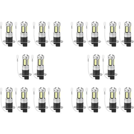 Kit de 20 ampoules LED H3 ultra-lumineuses pour feux de brouillard et feux de jour (DRL), blanc 6000K (1/5)