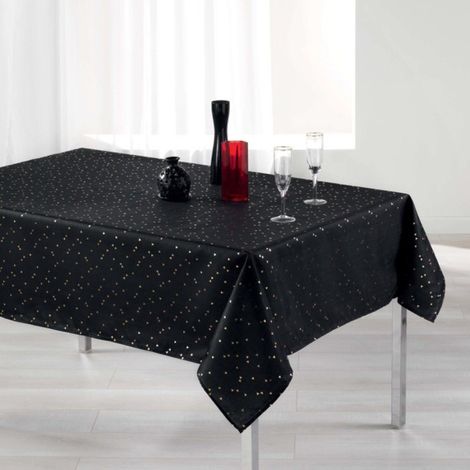 Nappe Rectangulaire Imprimée "Shantung" 150x240cm Noir