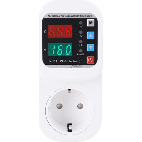 Steckdose mit LED-Anzeige und einstellbarem Spannungsbegrenzer (0,1 bis 63 A) für Kühlschrank, Klimaanlage und Waschmaschine (1/5)