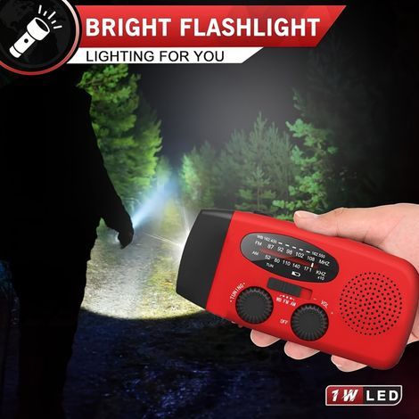Radio di emergenza a manovella compatibile con energia solare/USB/power bank, allarme meteo NOAA, radio AM/FM portatile, display VFD e torcia elettrica – dispositivo di sopravvivenza a manovella per (1/5)
