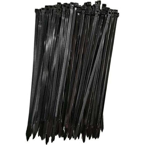 Collier de Serrage Réutilisable Plastique, 250 mm x 7,6 mm, Attache Câble Réutilisables, Serre Câbles Rilsan Nylon, Colliers Serre-Cable 250mm, Noir, Lot de 100 Pièces-Crezuo