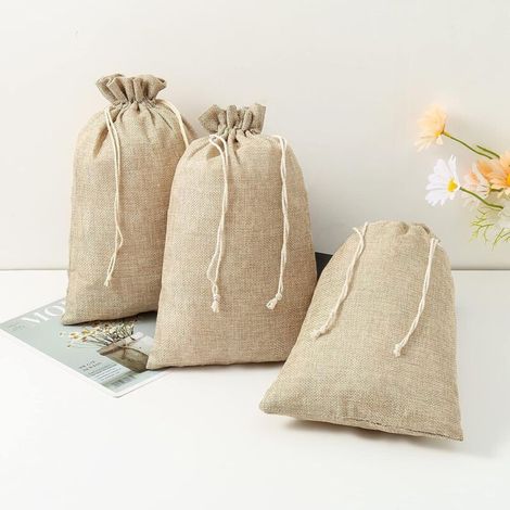 Lot de 12 sacs en jute, sacs en tissu, sacs cadeaux, sacs pour calendrier de l'Avent (marron) (1/5)