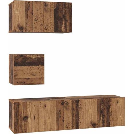 Maison Exclusive - TV-Schrankset Wandmontiert 4 pcs Altholz Holzw