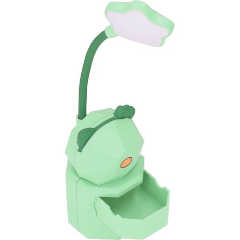 Lampe de bureau LED rechargeable par USB, lumière chaude, design mignon et ludique, confortable pour les yeux, avec boîte de rangement, verte (1/5)
