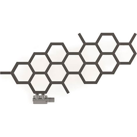 Scaldasalviette ad acqua calda grigio tempesta de 422mm de altezza e 711mm de larghezza - 190 Watt - HEX422/711YLSSK