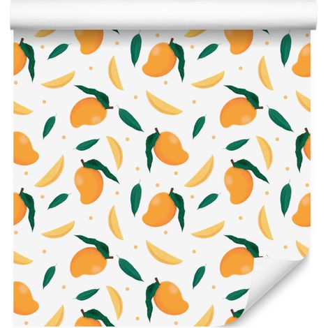 Carta da parati Mango bianca, crema e oro per soggiorno e camera da letto 50x1000 cm (1/4)