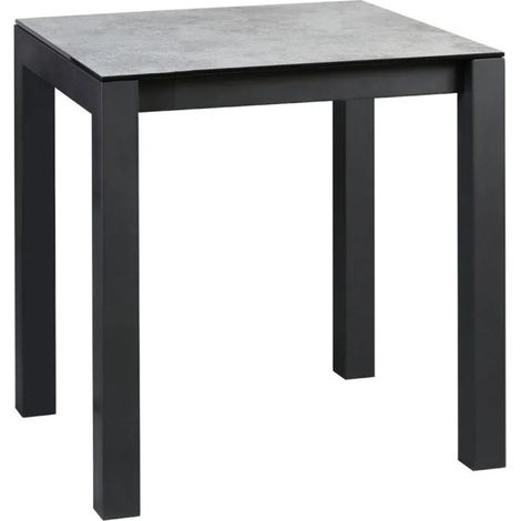 Table haute carrée 100cm plateau aspect céramique pieds métal - ALARIC