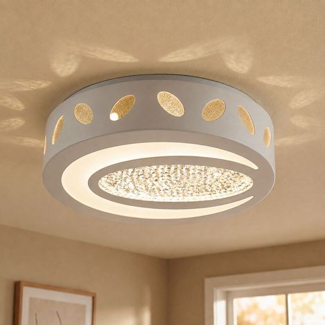 Deckenleuchte Kristall LED Deckenlampe Wohnzimmerleuchte weiß Schlafzimmerlampe, 21W 1250lm 4000K, DxH 40x11 cm (1/5)